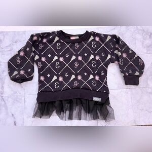 Wicked Witch Black and Pink Kids Sweatshirt with Tulle Skirt